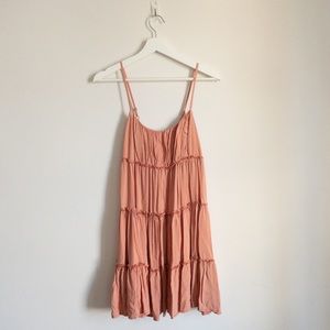 Pink flowy tiered dress